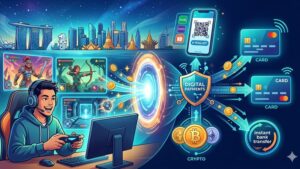 Современная иллюстрация цифровых платежей для онлайн-игр в минималистичном стиле для бизнес-блога ASEAN Logistics